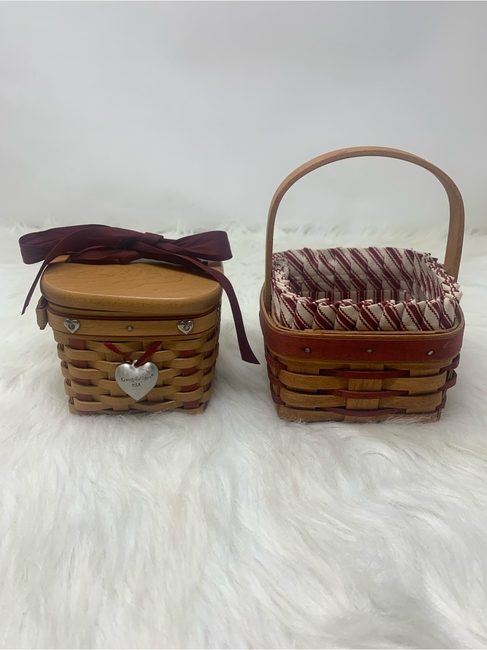 Vintage Longaberger Sweetheart Basket Lot 1993 & 2002 Sweetest Gift Berry Heart